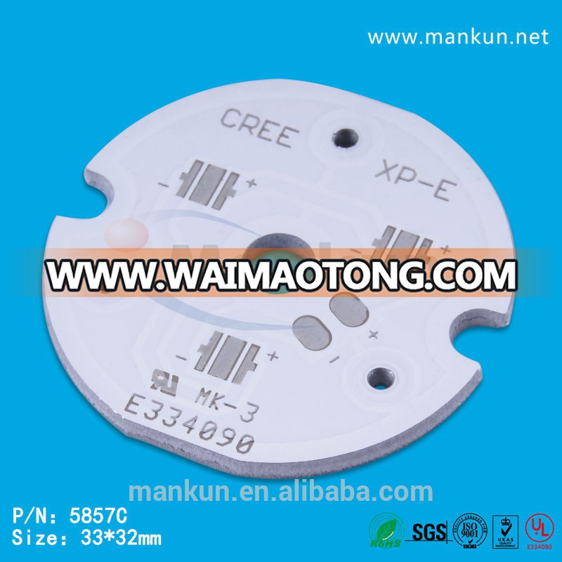 PCB fabrication 33mm diam 3x1w Circle aluminium pcb base producer with Cree XP-E